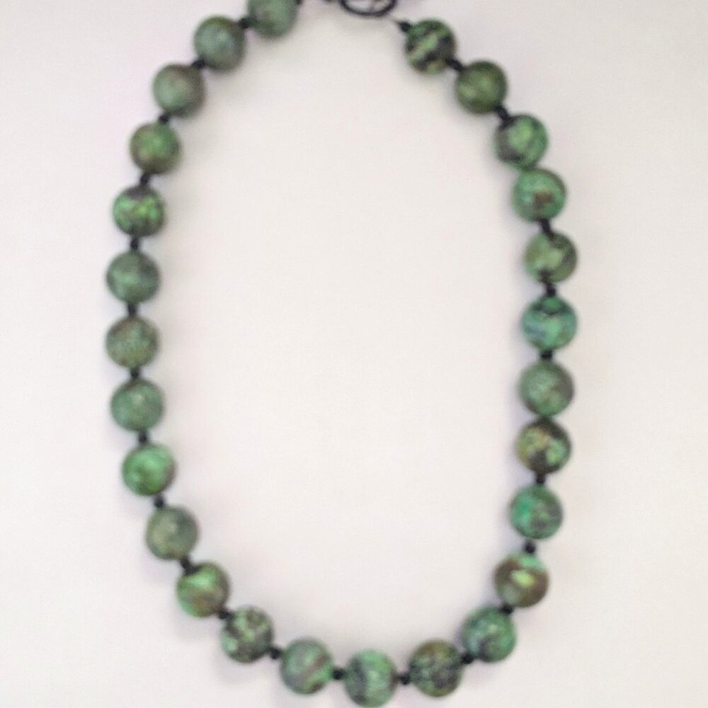 Spider Web Turquoise Beaded 925 Silver Toggle Clasp Necklace